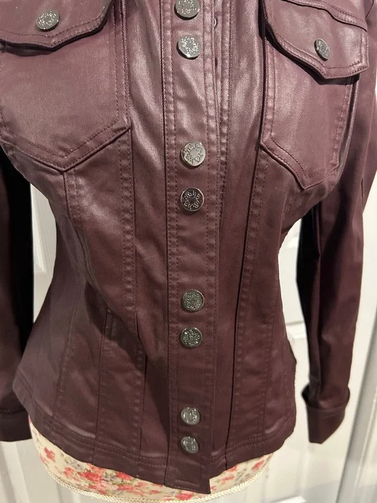 White House Black Market Women's Faux Leather Jacket in Deep Plum - Picture 2 of 5